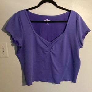 ❄️ HOLLISTER lavender purple ribbed crop ruched top •Size XXL• 20”ptp